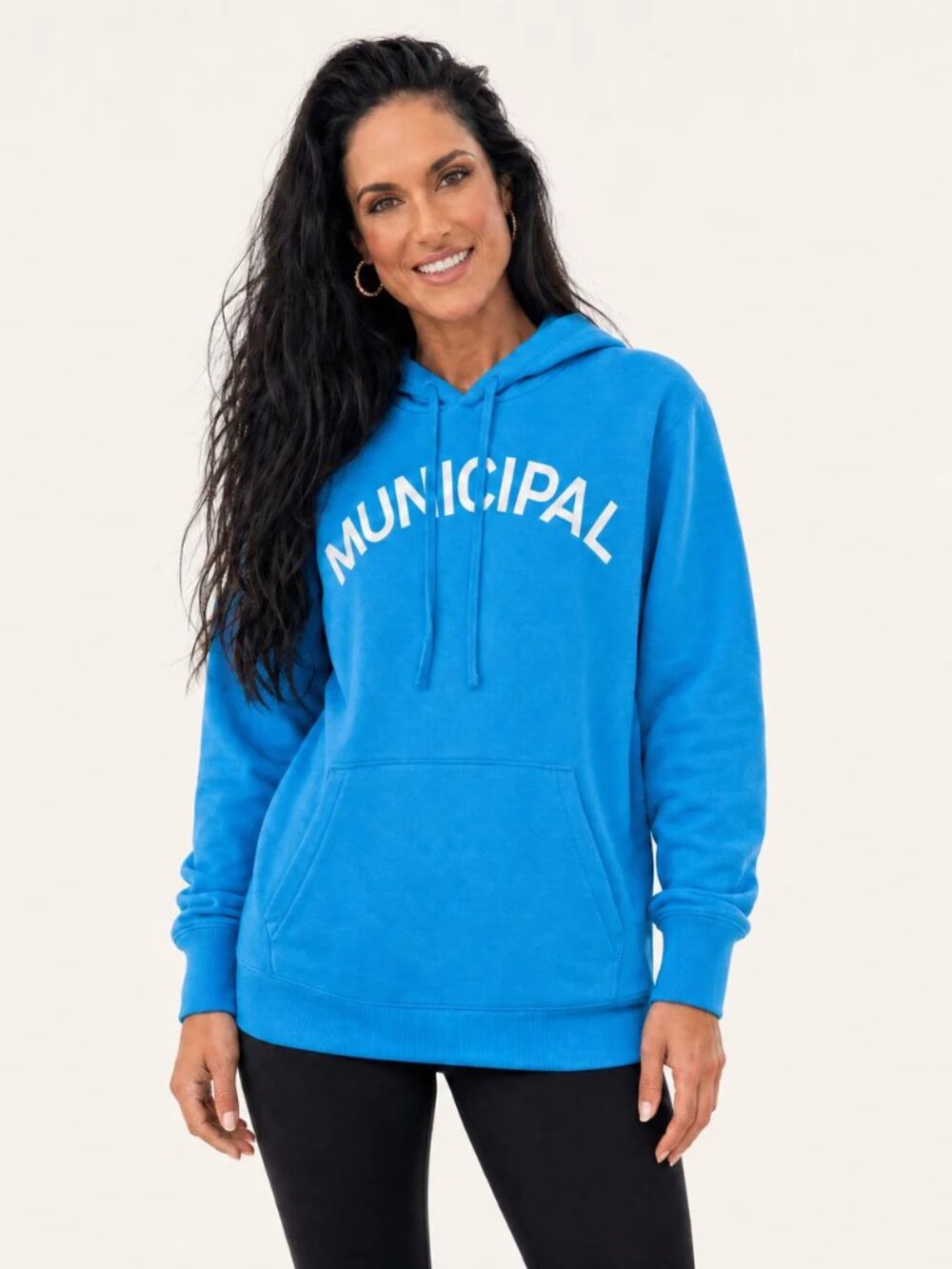 Municipal Turquoise Blue Logo Pullover Hoodie Size Large